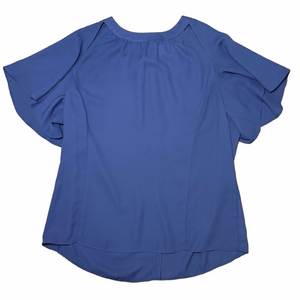 Laundry Blue Flowy Relaxed Fit Shoulder Cutout Zippered Back Business Casual Top